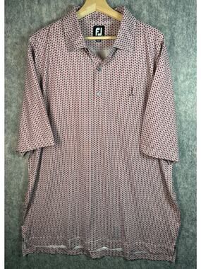 FootJoy Mens Maroon Link XXL Self Collar Performance Golf Polo Short Sleeve